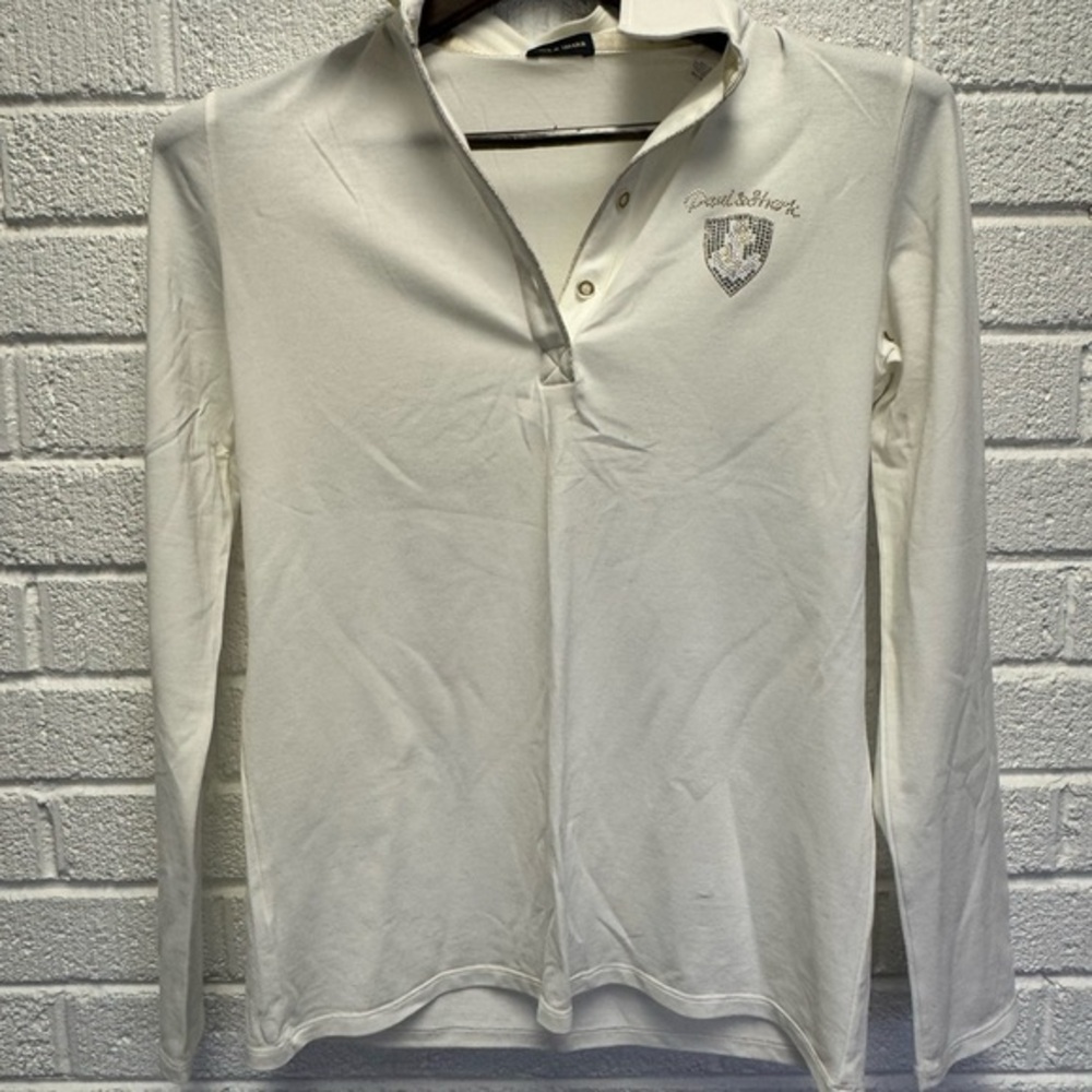 Paul & Shark White Fitted Button Down Polo Small